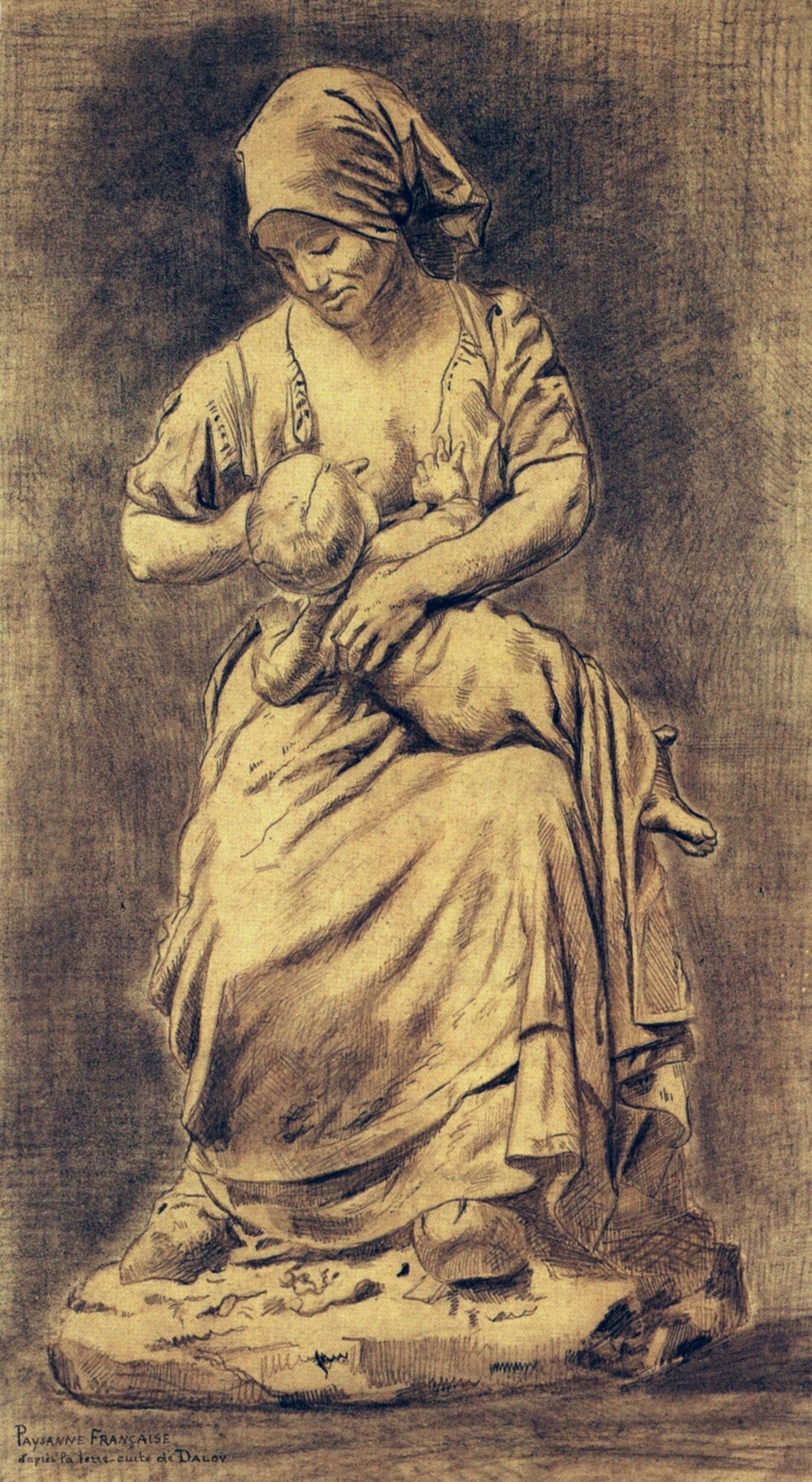 French Peasant Woman Suckling Her Baby (after Dalou), 1881