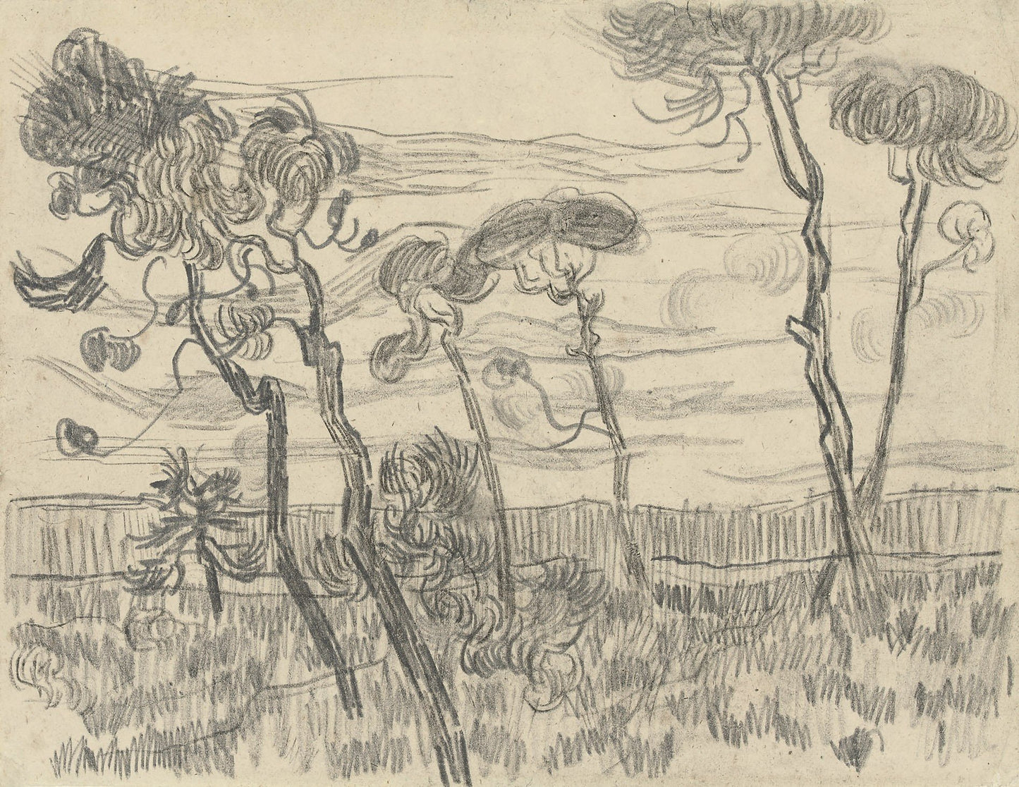 Six Pines near the Enclosure Wall, 1889
