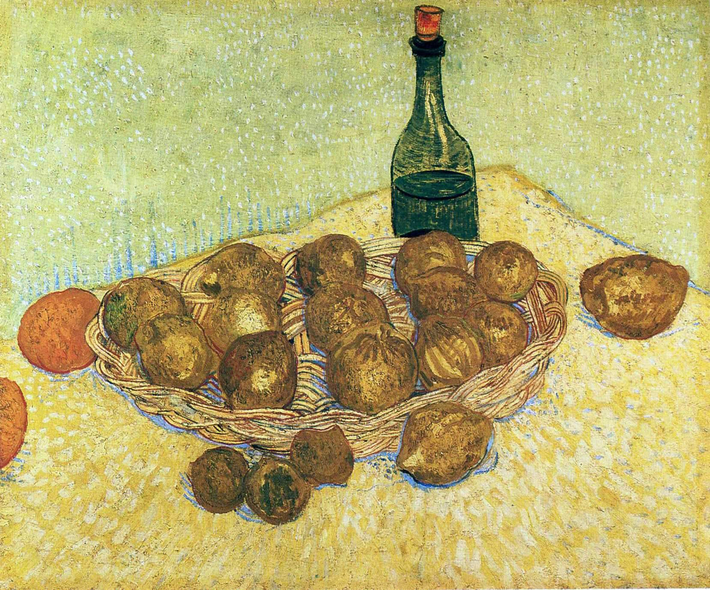 Still Life with a Bottle, Lemons and Oranges,1888