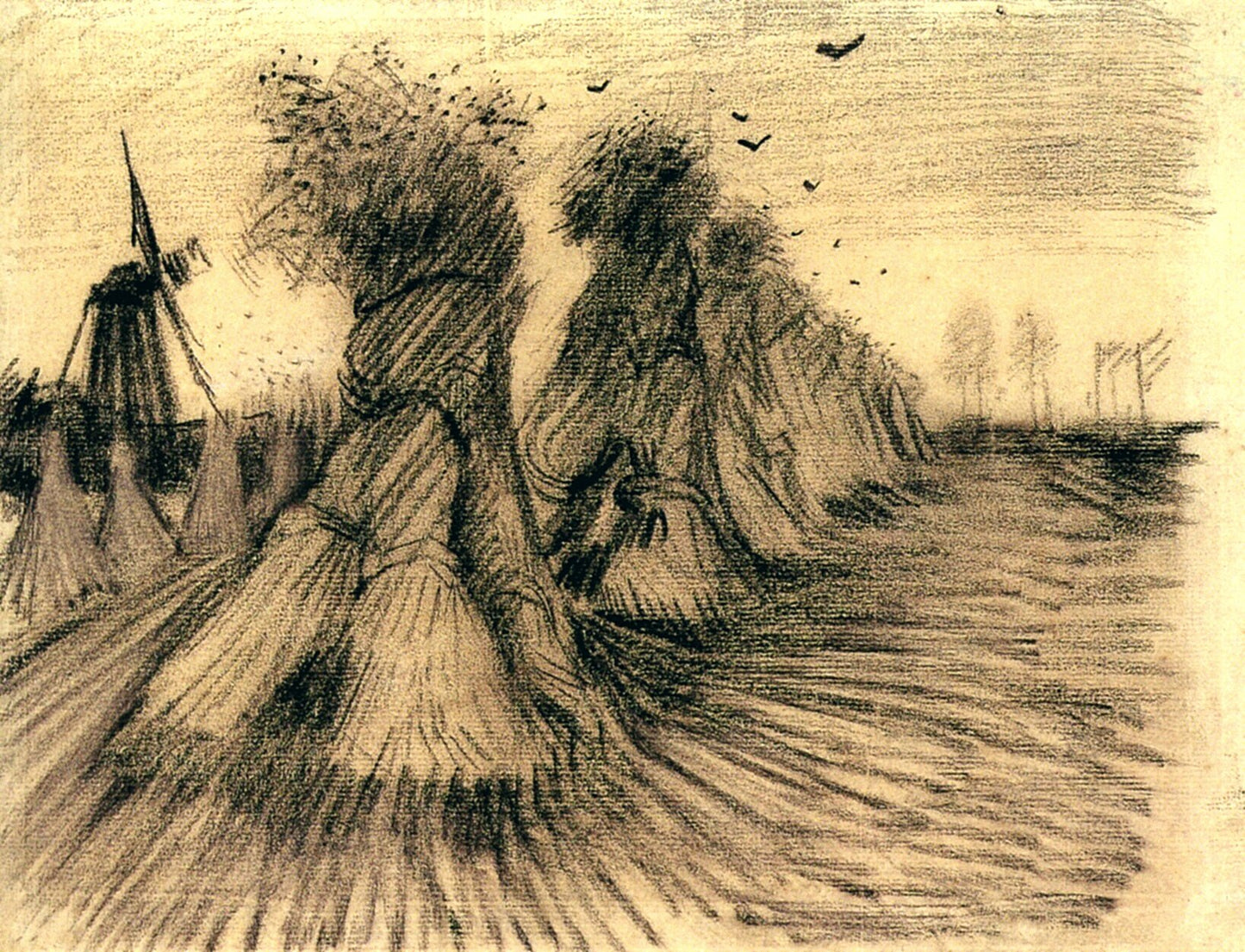 Stooks and a Mill, 1885