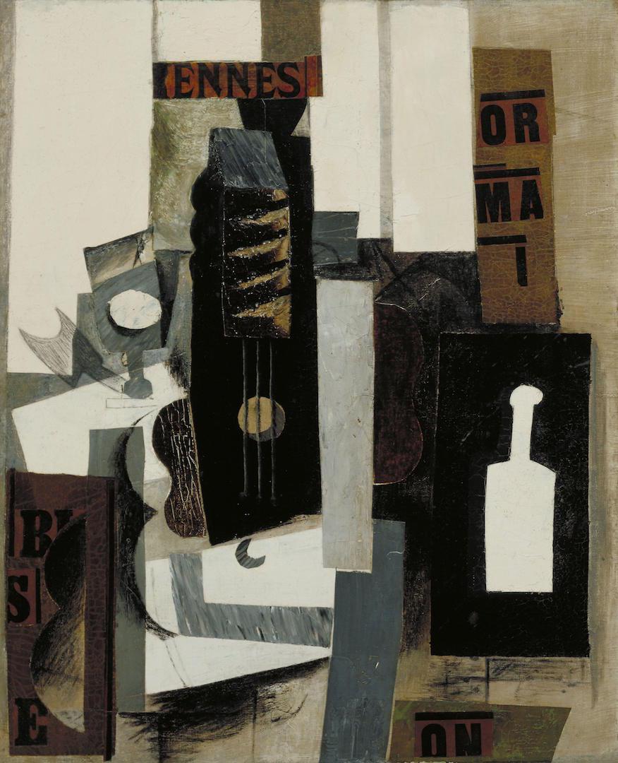 Pablo Picasso - Glass, Guitar, and Bottle