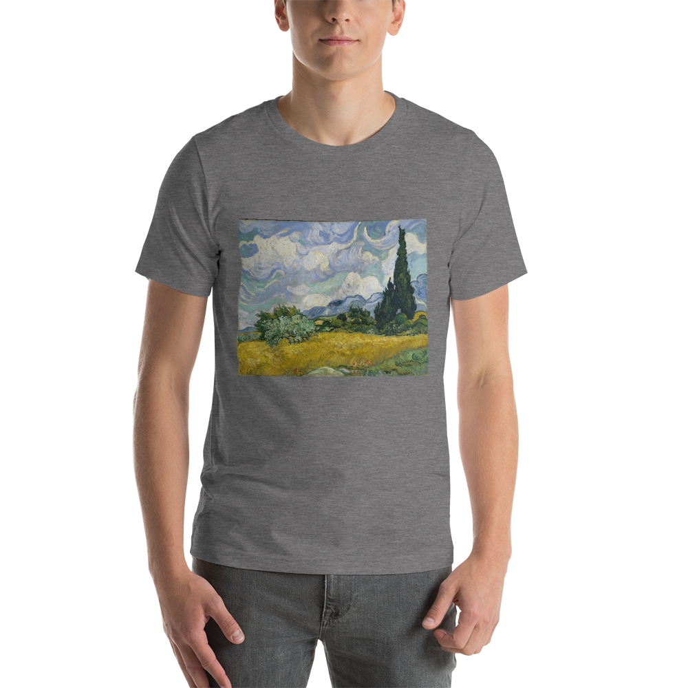 Wheat-Field-With-Cypresses-Cotton-Art-Tee-For-Men